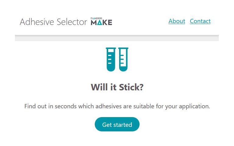 Adhesive selector tool - screenshot